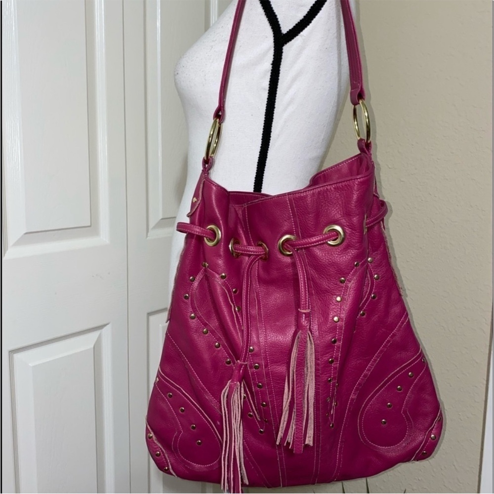 Le Bulga Pink All Leather Large Hobo